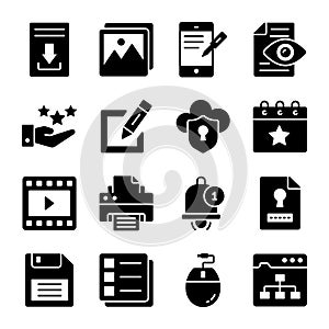 Set of user interface icons, web design, user interface, mobile, computer and other projects