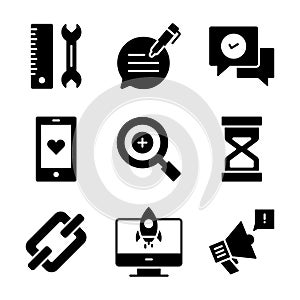 Set of user interface icons, web design, user interface, mobile, computer and other projects