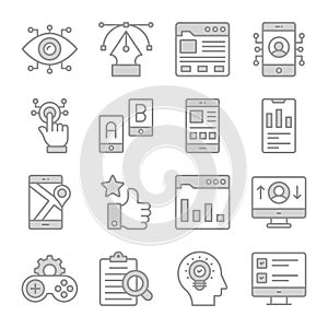 Set of user interface icons, web design, user interface, mobile, computer and other projects