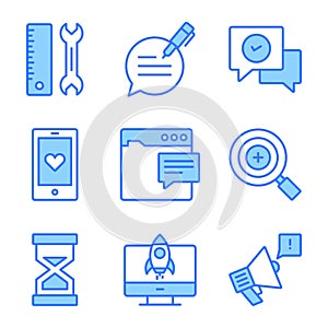 Set of user interface icons, web design, user interface, mobile, computer and other projects