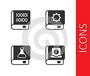 Set User manual, Books about programming, Chemistry book and icon. Vector