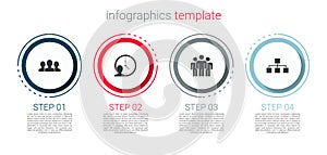 Set Users group, Time Management, and Hierarchy organogram chart. Business infographic template. Vector