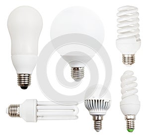 Set of usual incandescent light bulbs