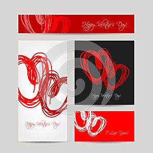 Set of valentine cards for your design