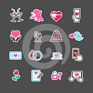 Set of valentine day for love and wedding card decoration icon