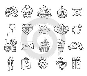Set valentine day objects, Love icon