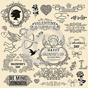 Set of valentine design elements