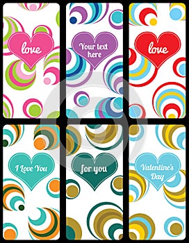 Set of valentine's background labels