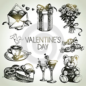 Set of Valentine`s Day. Hand drawn illustrations