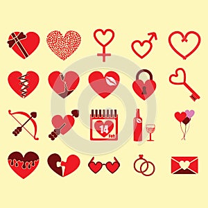 A set of valentine`s day icons illustration.. Vector illustration decorative background design