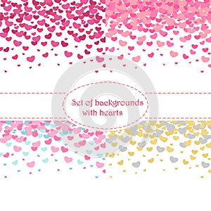 Set Valentine`s Day model. Endless pink backgrounds with hearts.
