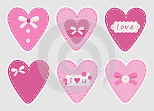 Set Valentine`s hearts sticker printable