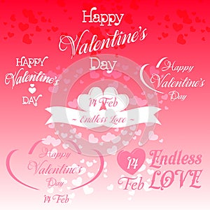 Set of Valentines Day Decorative Illustrations