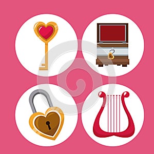 Set valentines day symbols