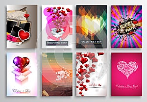 Set of Valentines Flyer Design, Invitation Cards Templates
