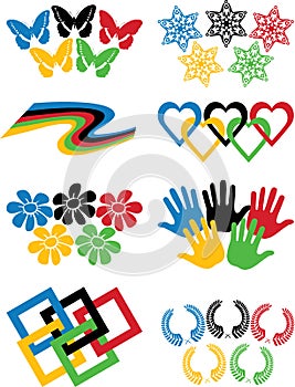 Set of variations of Olympic rings.Vector