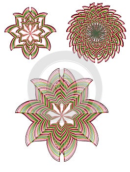 Set of varicolored floral element