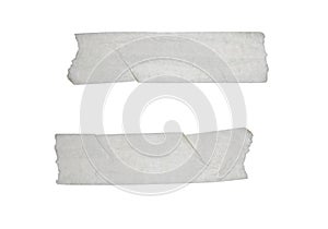 Set of various adhesive tape pieces isolated on white background.