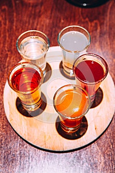 Set of various alcoholic drinks on the table