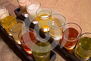 Set of various alcoholic weak drinks.
