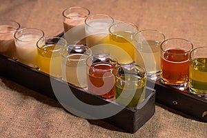 Set of various alcoholic weak drinks.