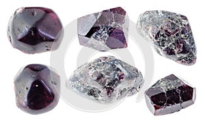 Set of various Almandine Almandite garnets