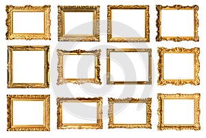 Set of various ancient painting frames cut out o