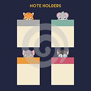 Set of various animal note holders