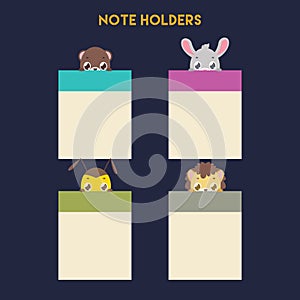 Set of various animal note holders