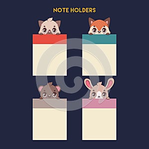 Set of various animal note holders