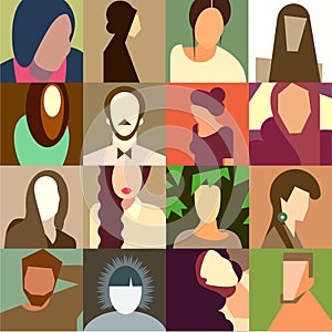 Set of various avatar faces
