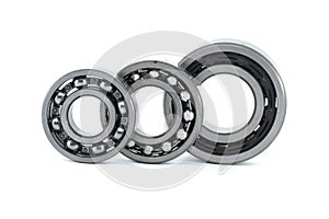 Set of various ball bearings isolated over white
