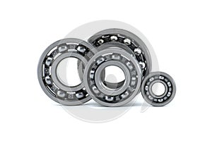 Set of various ball bearings isolated over white