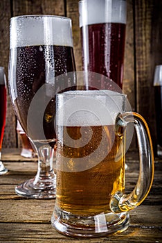 Set of various beer glasses