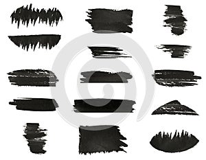 Set of various black watercolor hand paint brush strokes