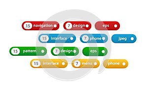 Set of various blank tags, labels with numbers.