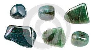 Set of various Bloodstone Heliotrope gemstones photo
