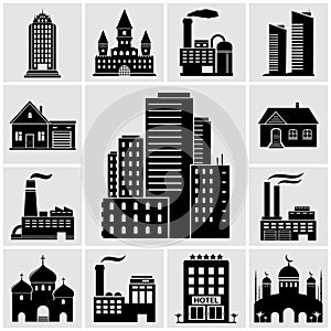 Set of various buildings and real estate icons