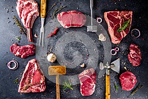 Set of various butchery meat photo