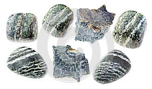 Set of various Chrysotile stones cutout