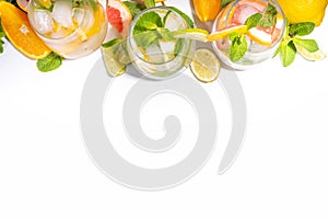 Set of various citrus lemonades mojitos