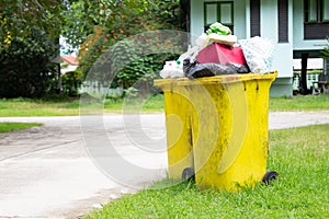 Set of various colorful garbage bins