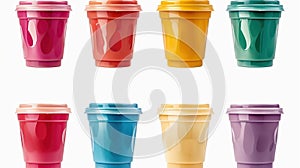 set of various colorful smoothies in take away cups isolated on white photo