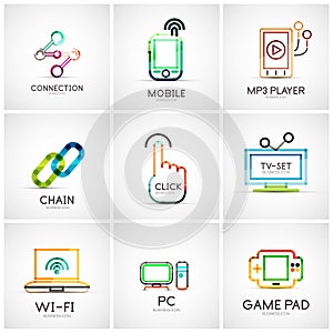 Set of various company logos, business icons