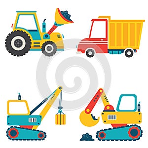 Set Of Various Construction Machines