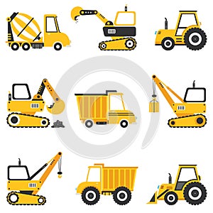 Set Of Various Construction Machines