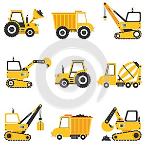 Set Of Various Construction Machines