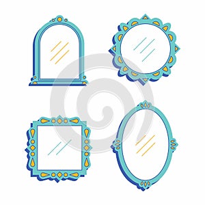 Set of various decorative Frames or borders with shadows. Different shapes. Photo or mirror frames