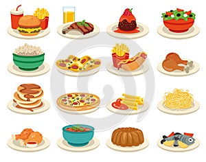 Set Of Various Delicious Foods