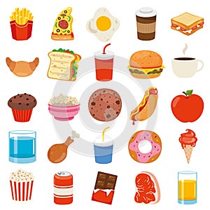 Set Of Various Delicious Foods